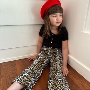 Vintage Fabric Leopard Print Flared Pants